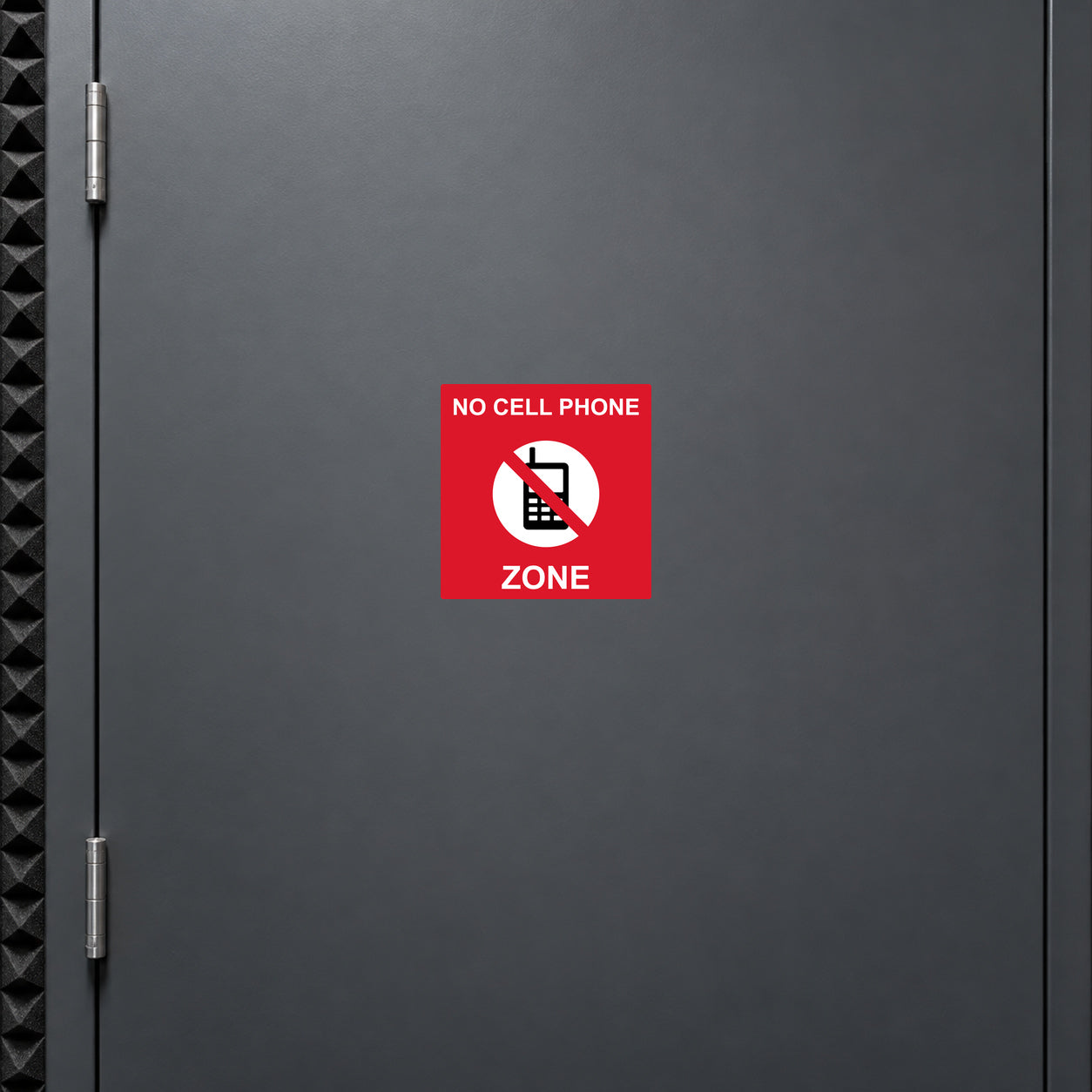 No Cell Phone Zone sticker: red with 'NO CELL PHONE ZONE' and crossed phone icon