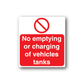 Red no-emptying sign vinyl sticker with circle-slash and white warning text