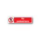 No pedestrians safety sign sticker: red with white text and no-walking icon