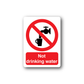 Safety sign wall decal with red no-drinking-water symbol and bold text
