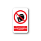 Safety sign decal: red no mobile phone symbol, 'PROHIBITED in this area'.