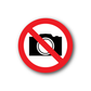 Safety sign wall decal with red no-camera symbol crossed out