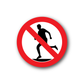 No safety sign sticker: red circle with slash and black running person