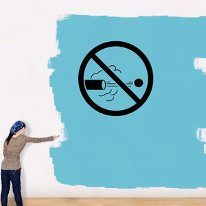 No shooting wall decal vinyl: black prohibition circle with slashed gun and waves