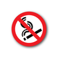 No smoking sign vinyl decal with red prohibition circle over a cigarette