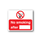 No smoking after wall decal with red border and crossed cigarette icon