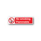 No smoking sign wall decal: red circle cigarette, text No smoking Flammable