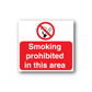 No smoking sign sticker: red circle with cigarette, “Smoking prohibited in this area”