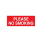 Red No Smoking sign wall decal with white 'PLEASE NO SMOKING' lettering