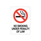 No smoking sign vinyl decal: red circle with cigarette, reads 'NO SMOKING UNDER PENALTY OF LAW'