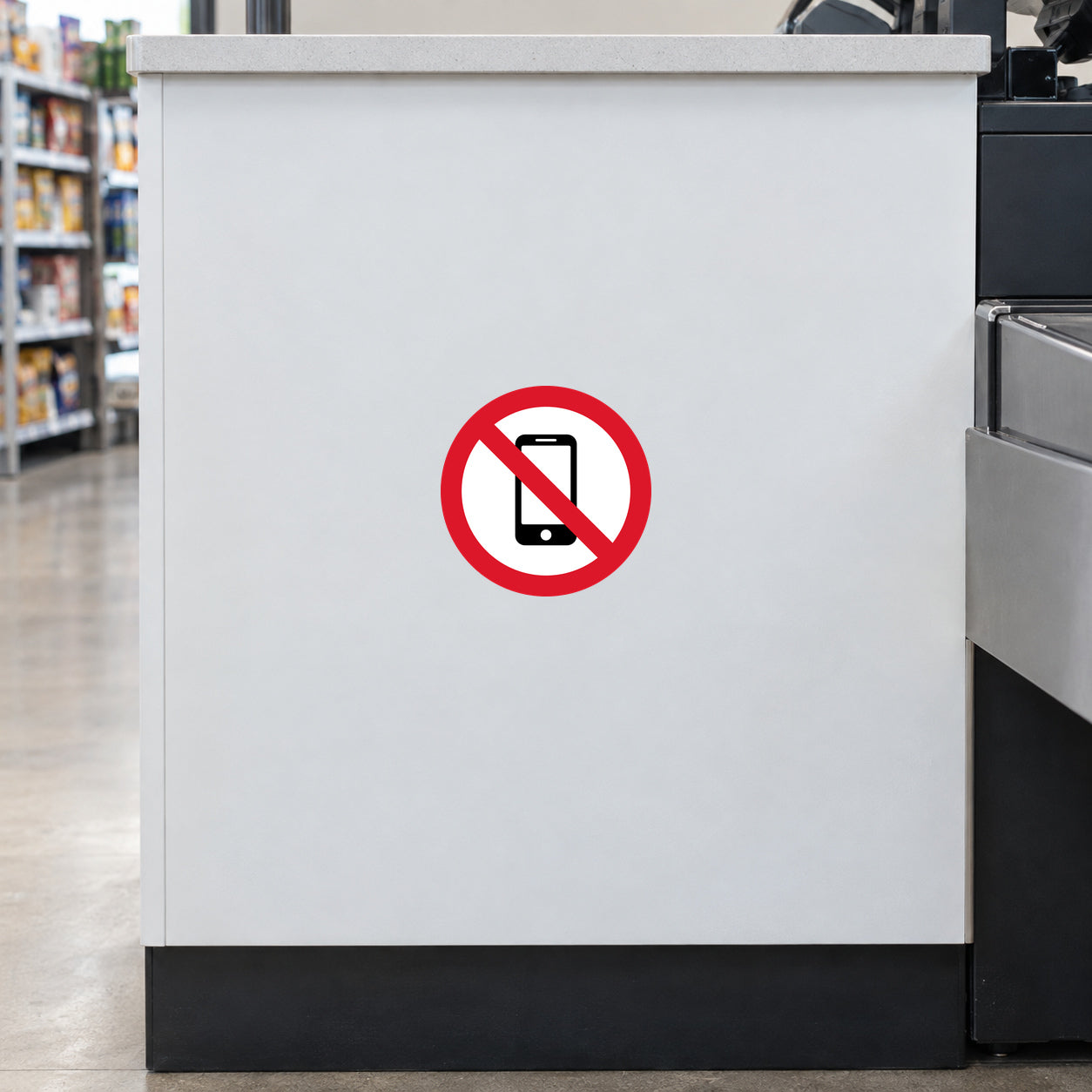 No smart phone sticker with red prohibition circle and phone icon