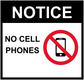 No cell phones notice sticker with phone icon and red prohibition symbol