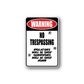 Warning No Trespassing sign wall decal with red “WARNING” oval and black text