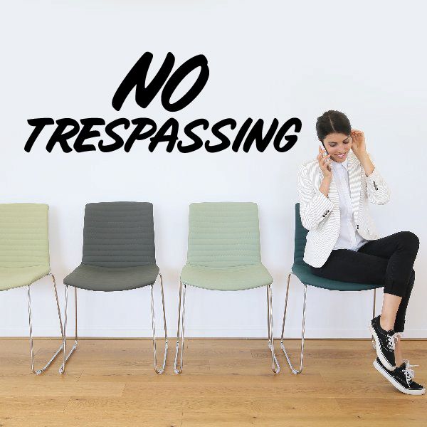 No Trespassing wall decal vinyl with bold black text