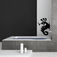 Black seahorse wall decal with ornate tail design
