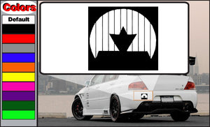 Black angular silhouette graphic decal in a rectangular frame