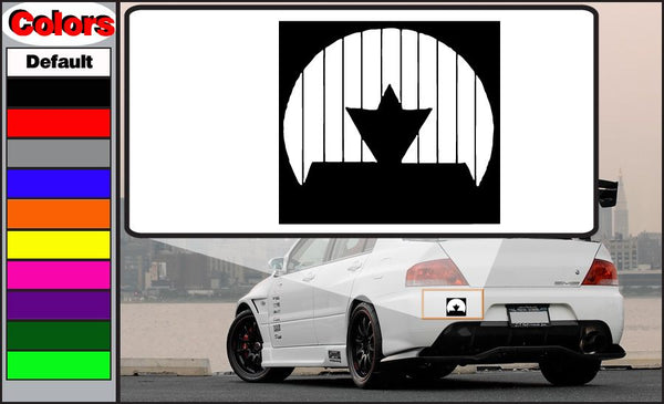 Black angular silhouette graphic decal in a rectangular frame