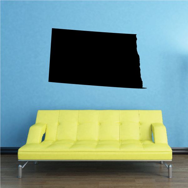 North Dakoda state decal, rectangular black vinyl wall sticker