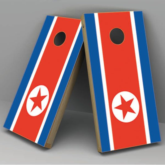 North Korea Flag Cornhole Board Vinyl Decal Wrap