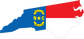 North Carolina flag-shaped sticker with yellow N★C emblem and red, blue, white sections
