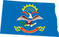 North Dakota state flag sticker, rectangular blue with eagle and North Dakota text