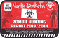North Dakota zombie hunting permit sticker, red with biohazard symbol and permit text