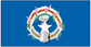Northern Marianas flag sticker, circular wreath with map and two stars on blue