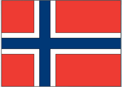 Square Norway flag sticker with red field, blue cross, and white border