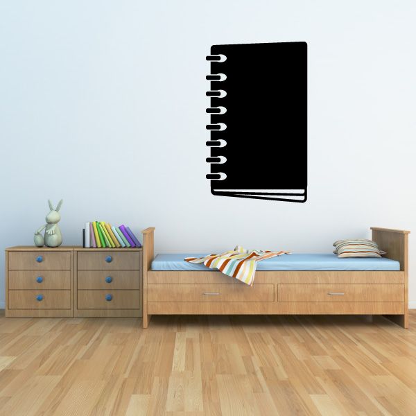 Black notebook decal with white spiral binding
