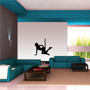 Pole dancer decal silhouette with one leg raised in high heels