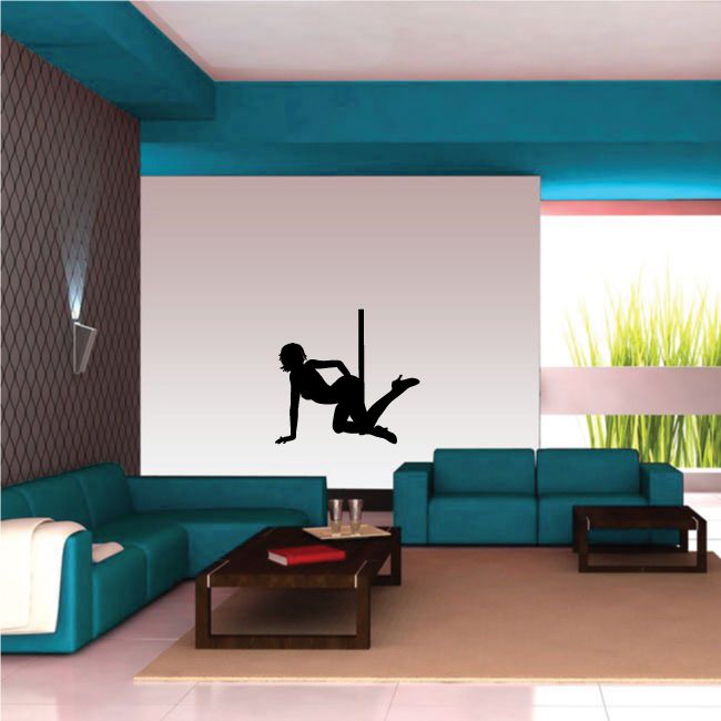 Pole dancer decal silhouette with one leg raised in high heels