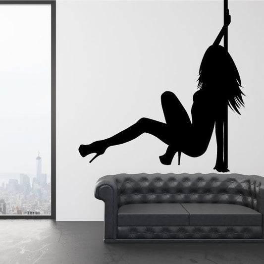 Image of Nude Pole Dancer Siting in Heels Decal