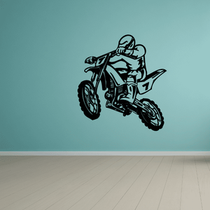 Dirt bike rider decal, number 7 design with black motocross rider graphic