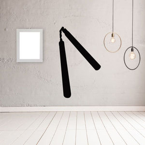 Black nunchaku decal with two linked batons