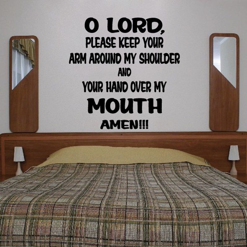 Wall decal with bold black quote lettering: O LORD... AMEN.
