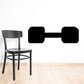Black dumbbell wall decal with two round weights and a central bar