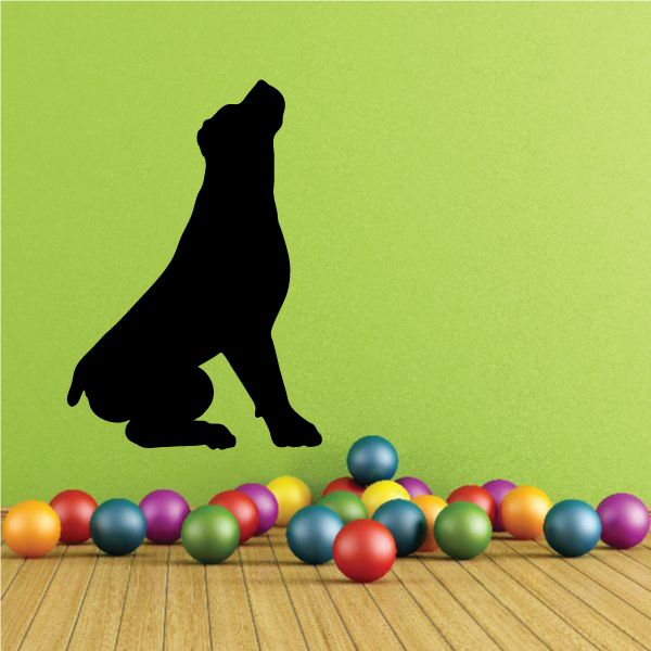 Obedient Rottweiler decal, black dog sitting silhouette