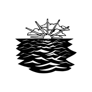 Vinyl car decal sticker with dark compass and wave pattern