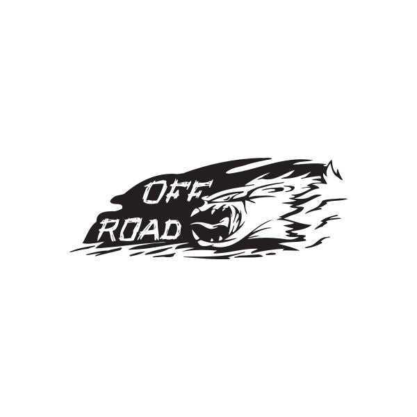 Angry dragon decal with OFF ROAD text and winged flame design