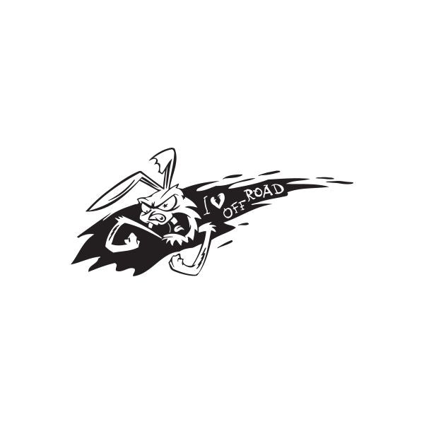 Off Road angry rabbit decal in black line art with "Off ROAD" text