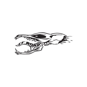 Animal skull decal with bold Off Road text, black and white graphic