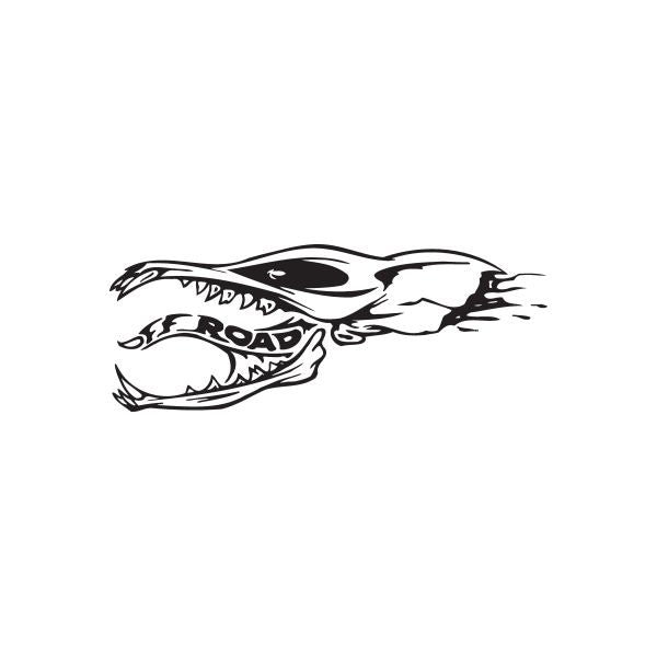 Animal skull decal with bold Off Road text, black and white graphic