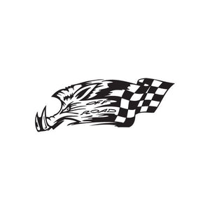 Off-road boar decal with checkered flag and 'OFF ROAD' text