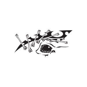 Off-road bones decal, black and white skull with crossed tools