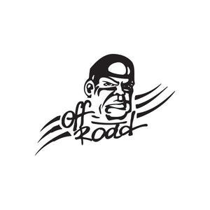 Off road bro decal, black graphic of helmeted man with off road text