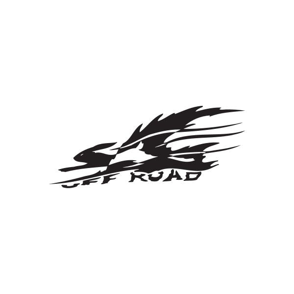 Black off-road bunny decal with flame trail and 'OFF ROAD' lettering