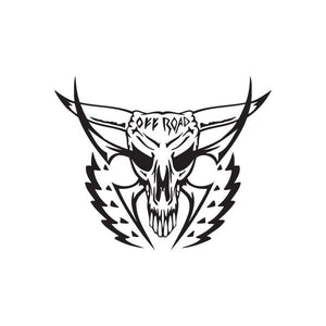 Devil skull decal with black wings and horned skull graphic