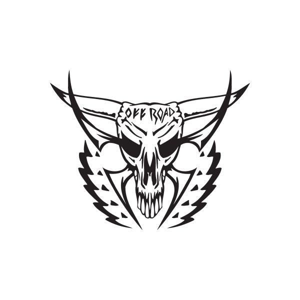 Devil skull decal with black wings and horned skull graphic