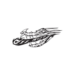 Black and white off-road dragon decal with stylized dragon head and text