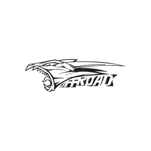Off-road dragon head decal in black and white with OFFROAD lettering